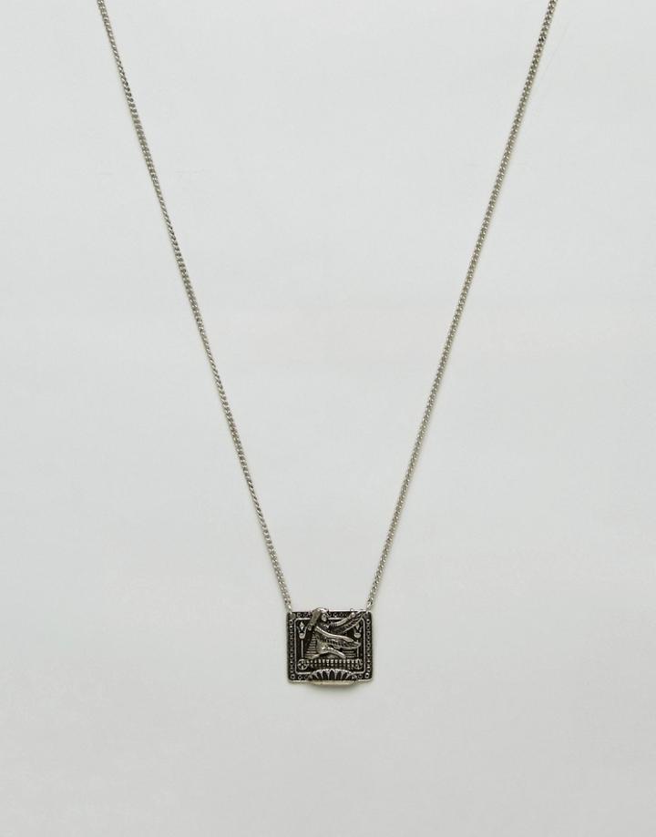 Asos Necklace With Egyptian Pendant In Silver - Silver