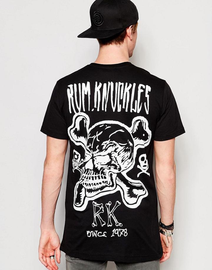 Rum Knuckles T-shirt Rk Bones Print - Black