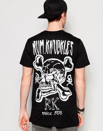 Rum Knuckles T-shirt Rk Bones Print - Black