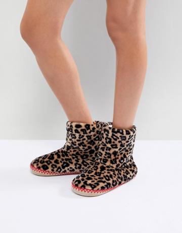 Hunkemoller Leopard Slipper Boot - Multi