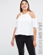 Pink Clove Cold Shoulder Jersey Top - White