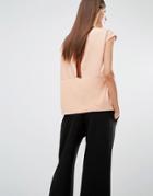 Selected Irina Short Sleeve Top With Wrap Back Opening - Pink