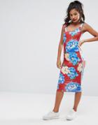 Adidas Originals Farm Big Floral Print Midi Dress - Multi