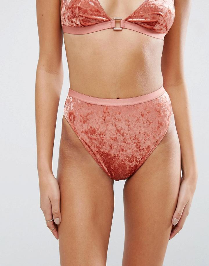 Asos Pandora Velvet High Leg High Waist Pant - Pink
