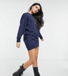 Asos Design Petite Seam Detail Sweatshirt Dress In Navy