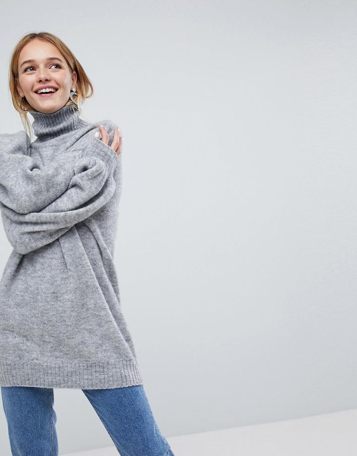 Monki High Neck Knitted Sweater - Black