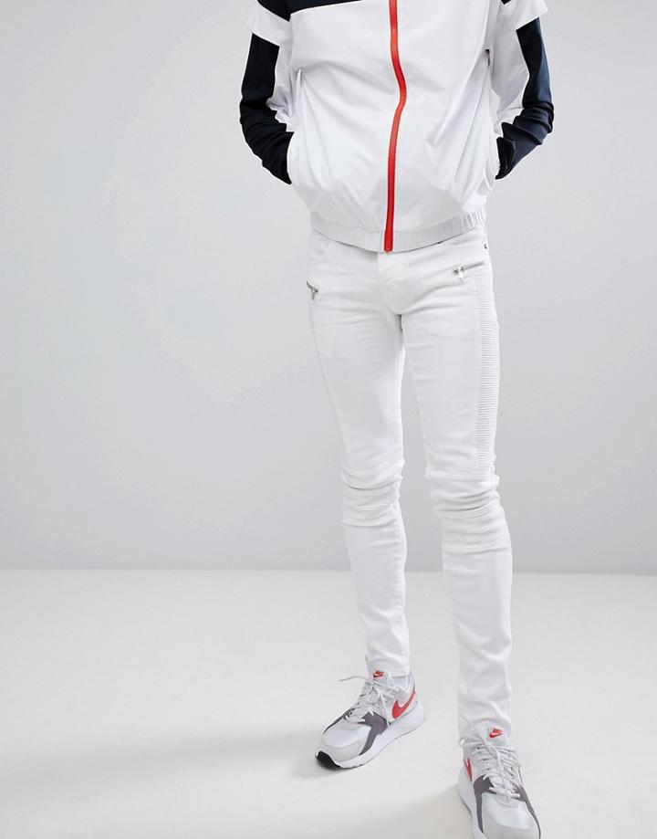 Sixth June Skinny Biker Jeans In White - White