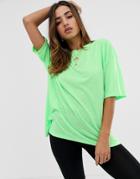 Asos Design Super Oversized T-shirt With Wash In Neon Green - Green