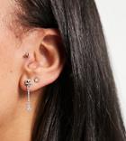 Asos Design Sterling Silver Stud Earrings With Skull And Chain Crystal Drop