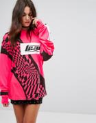 Jaded London Festival Oversized Long Sleeve Top In Neon - Pink