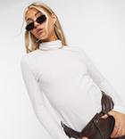 Collusion High Neck Long Sleeve Top In White