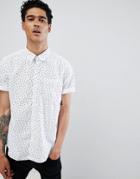 Esprit Slim Fit Short Sleeve Shirt In Digital Pineapple Print - White