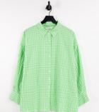 Native Youth Very Oversized Boyfriend Shirt In Bright Gingham Set-green