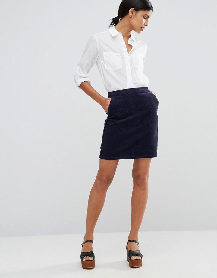 Warehouse Cord Skirt - Navy