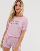 Adolescent Clothing Super Sundaze T-shirt And Shorts Pyjama Set-pink