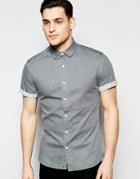 Asos Skinny Denim Shirt In Light Gray With Short Sleeves - Lt Gray