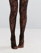 Gipsy Flower Lace Look Tights - Black