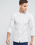 Minimum Justo Grandad Shirt Woven Stripe Slim Fit In Off White - Cream