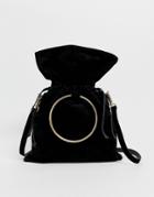 Urbancode Real Leather Slouchy Bag With Overiszed Ring Handle And Strap-black