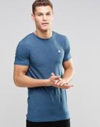 Asos Longline Extreme Muscle T-shirt With Crew Neck And Logo In Blue - Hague Blue Marl