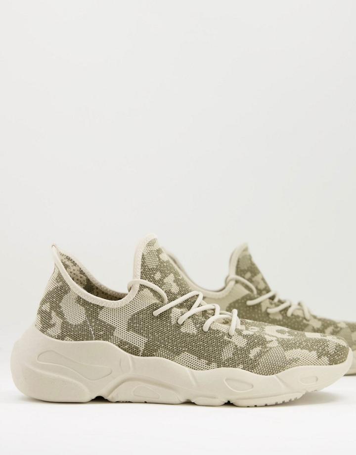 Asos Design Knitted Runner Sneakers Stone Mix-neutral
