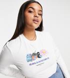 Collusion Plus Anime Print Long Sleeve Shrunken T-shirt In White-black