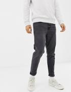 New Look Tapered Jeans In Washed Black - Black