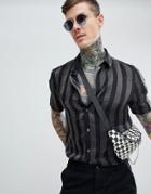 Asos Design Regular Fit Sparkle Stripe Shirt - Black