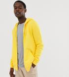 Asos Design Tall Zip Up Hoodie In Yellow
