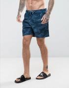 Original Penguin Swim Shorts Brush Print In Navy - Navy