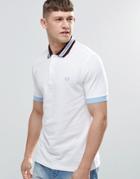 Fred Perry Polo Shirt With Bomber Stripe Slim Fit In White - White