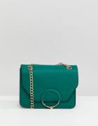 Asos Design Ring And Ball Cross Body Bag With Chain Strap - Green