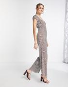 Asos Design Clip Keyhole Jumpsuit In Wavy Checkerboard-multi