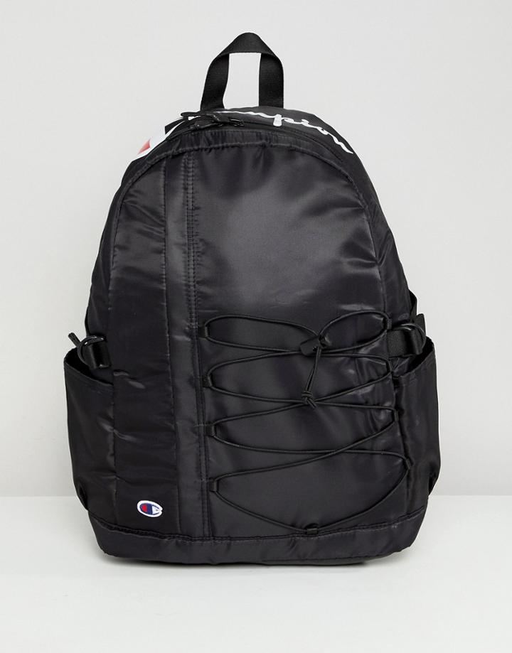 Champion Backpack With Large Script Logo In Black - Black