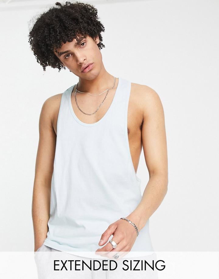 Asos Design Tank Top With Extreme Racer Back In Light Blue