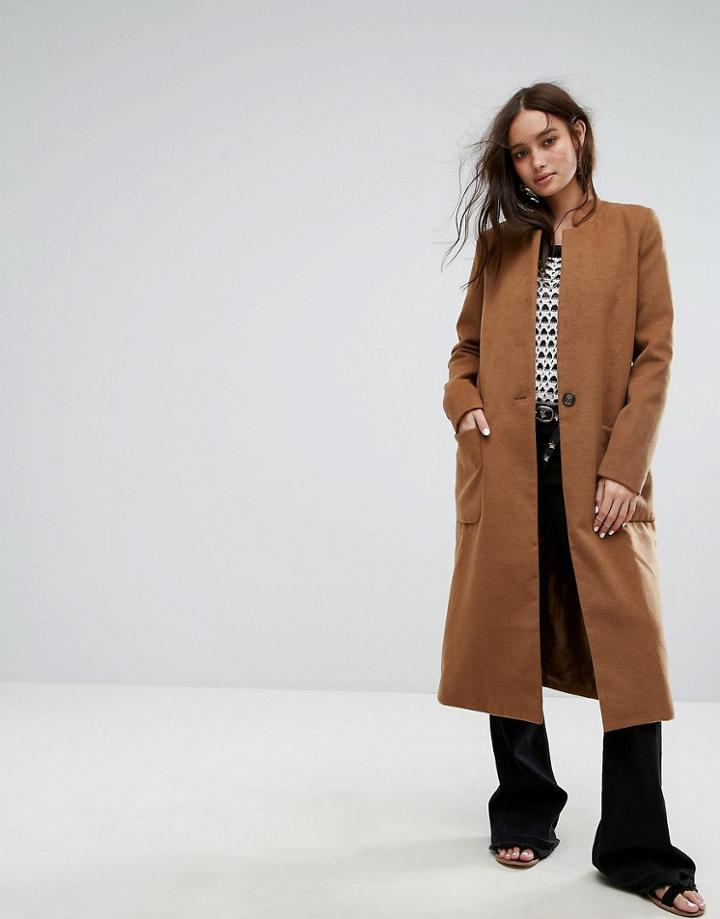 Moon River Oversized Pea Coat - Orange