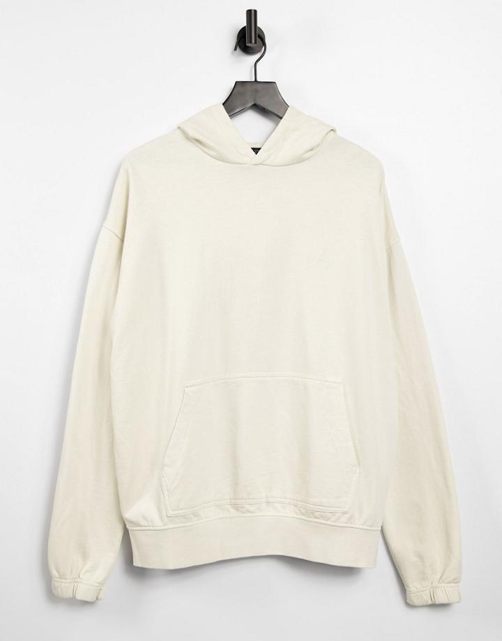New Look Washed Hoodie With Embroidered Nlm In Cream-white