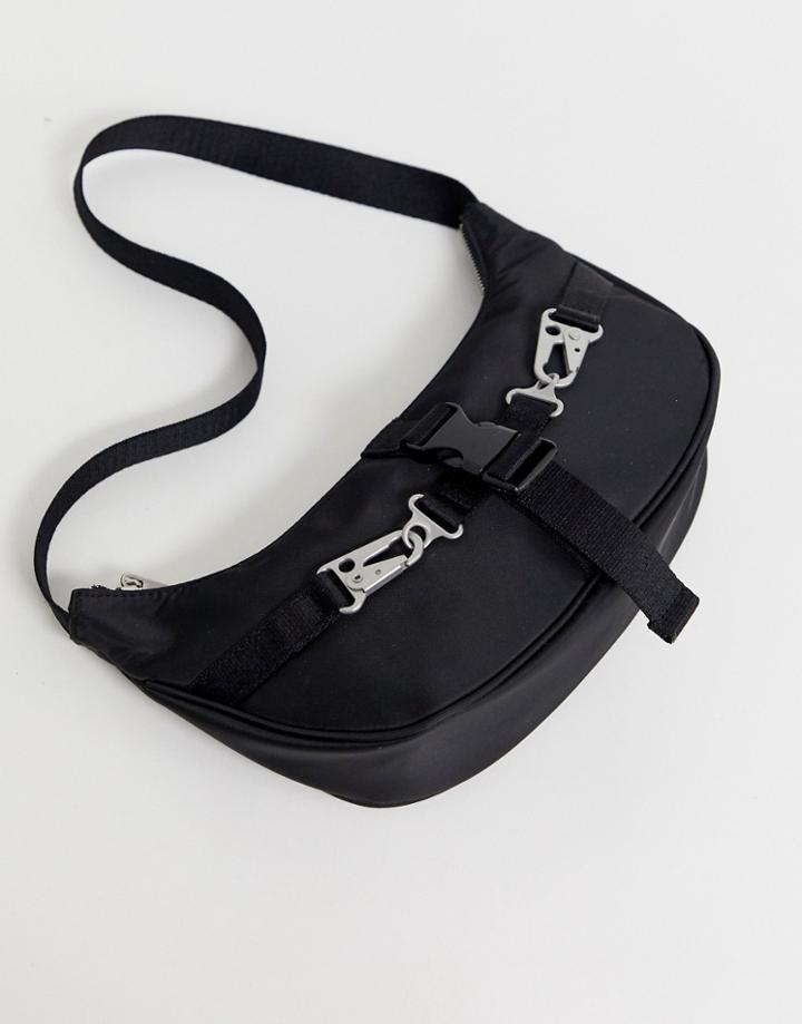 Asos Design 90s Shoulder Bag With Hardware - Black