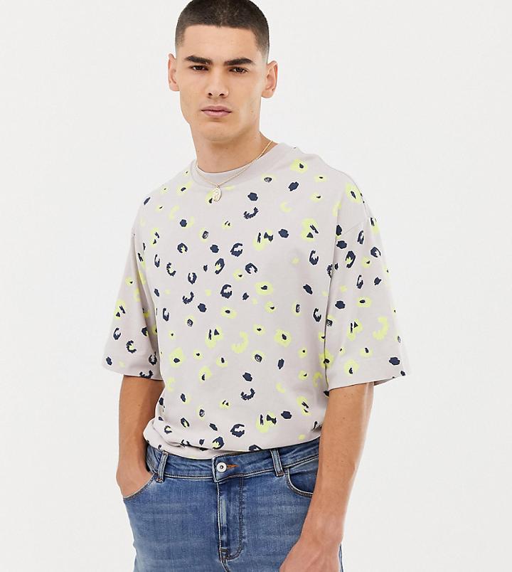 Collusion T-shirt In Bright Leopard Print - Multi