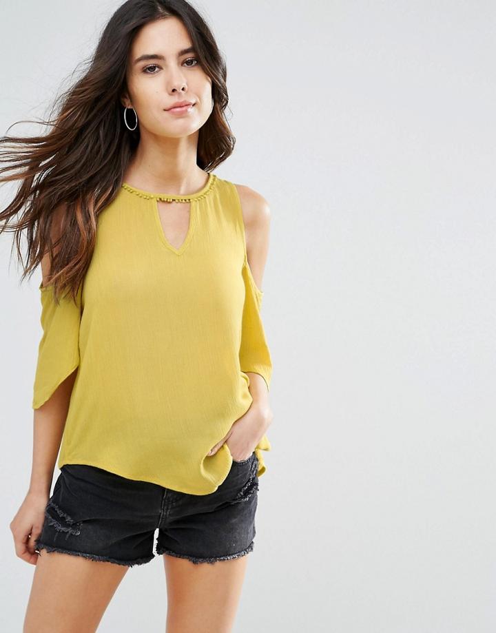 Louche Ulrika Cold Shoulder Top - Yellow