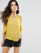 Louche Ulrika Cold Shoulder Top - Yellow