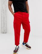 Asos Design Cargo Pants In Bright Red - Red