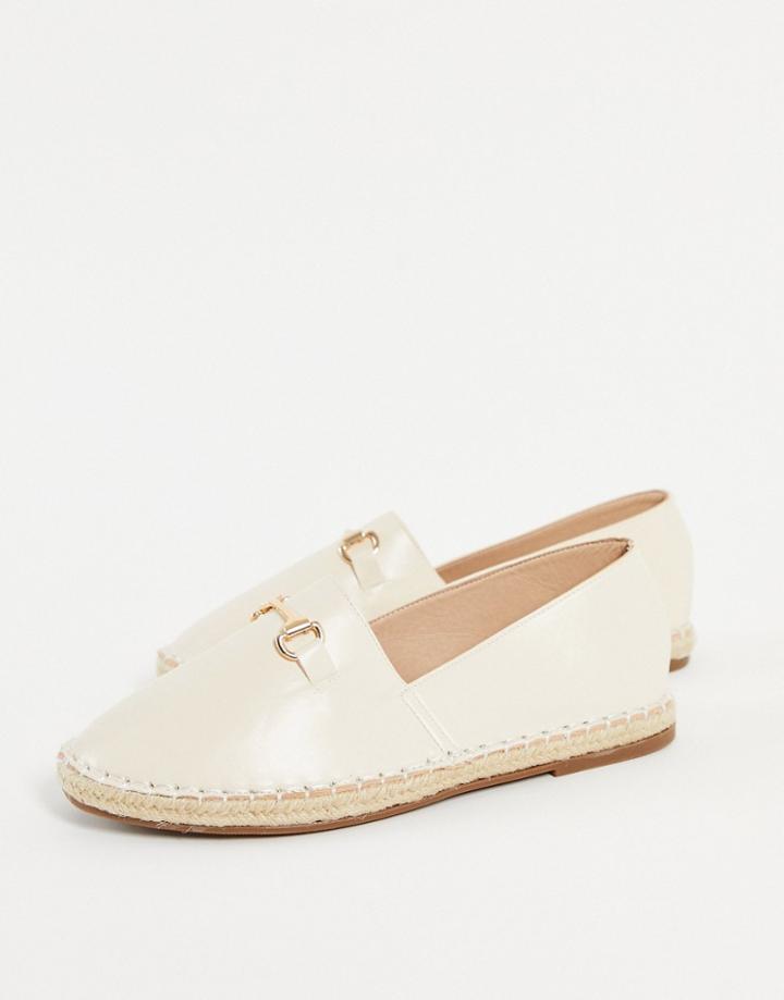 Truffle Collection Faux Leather Metal Trim Espadrilles In Cream-white