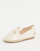 Truffle Collection Faux Leather Metal Trim Espadrilles In Cream-white