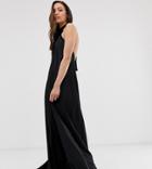 Asos Design Tall Backless Halter Pleated Maxi Dress - Black