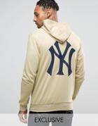 Majestic Yankees Hoodie With Back Print Exclusive To Asos - Stone