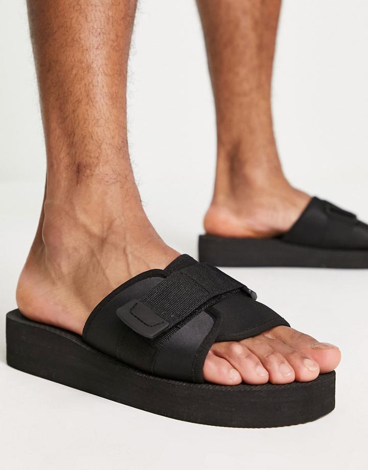 Truffle Collection Sporty Padded Tech Sandals In Black