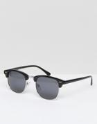 Asos Classic Retro Sunglasses With Polarised Lens - Black