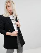 Miss Selfridge Longline Militray Jacket - Black