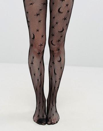 Leg Avenue Halloween Celestial Net Tights - Black